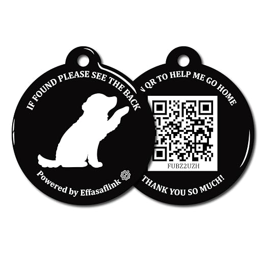 RFID 134.2Khz & QR Code Pet ID Tag, Collar Tag, Dual Function - Scan QR for Helping Lost Pets Go Home, Replace RFID Microchip for Smart Auto Pet Door and Feeder (Black-Dog)