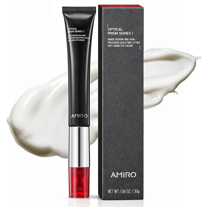 AMIRO Red Light Eye Cream with Microcurrent Massager, PDRN 0.01%, Peptide & Hyaluronic Acid Formula, Hydrating & Firming Under Eye Serum for Dark Circles, Puffiness & Fine Lines, 1.06oz