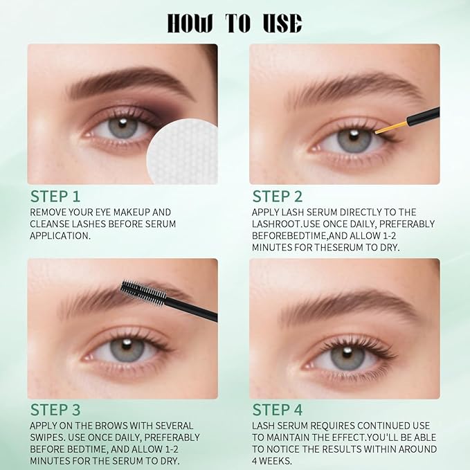 2 in 1 Eyebrow Eyelash Growth Serum,Natural Eyebrow Eyelash Serum for Longer, Fuller, and Thicker Brows Lash, eyelash and eyebrow growth serum