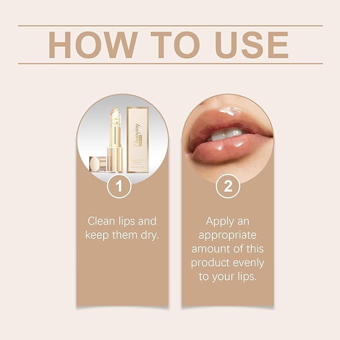 Color Changing Lipstick with Gold Foil, Long Lasting Waterproof Moisturizing Gloss, PH Activated Lip Balm, Non-Sticky Clear Lipstick for Women & Girls