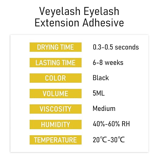 VEYES INC Eyelash Extension Glue 0.3 Sec Drying Up to 8 Weeks Retention Black Lash Adhesive Salon Use for Lash Tech 0.17 fl.oz / 5ml
