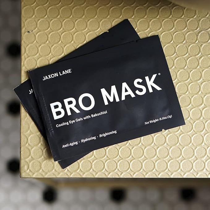 BRO MASK Under Eye Patches for Men Skin Care | Cooling Eye Masks for Dark Circles and Puffiness, Anti Aging Hydrogel Pads with Bakuchiol, Caffeine & Niacinamide, Eye Bags Treatment for Men (4X6 Pairs)