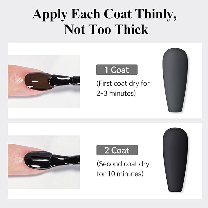 Black Matte Nail Polish, Air Quick Dry Nail Lacquer Matte Finish Effect, Nail Art Varnish Long Lasting & Fast Drying Velvet Nail Polish for Nail Art