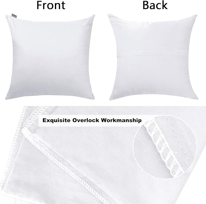 Thmyo 4-Pack 100% Cotton Comfortable Solid Decorative Throw Pillow Case Square Cushion Cover Pillowcase Sublimation Blank DIY Pillow Covers(Only Covers,Not Pillow Shams)(26x26inch/66x66cm,White)