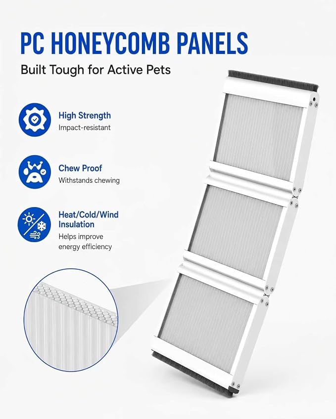 3-Panel Airseal Pet Door Flap 10.25x15.75in XL, Metal Connection