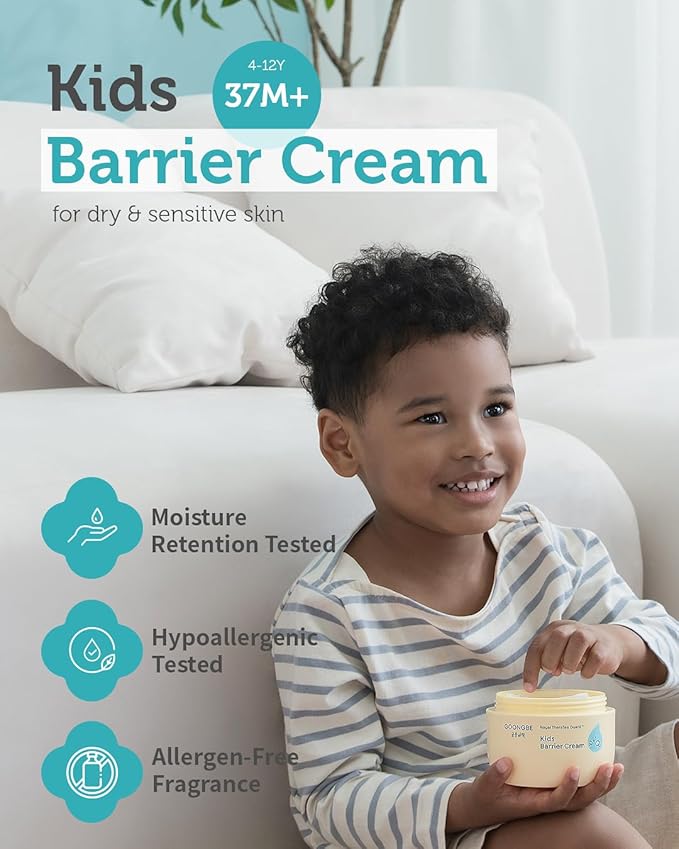 GOONGBE Kids Barrier Moisturizing Cream – Ceramide Repair for Dry, Rough, Sensitive Skin – 1% Panthenol & Cica, Liposome Fast-Absorb Non-Sticky Formula for Face & Body – Allergen-Free 6.09 oz