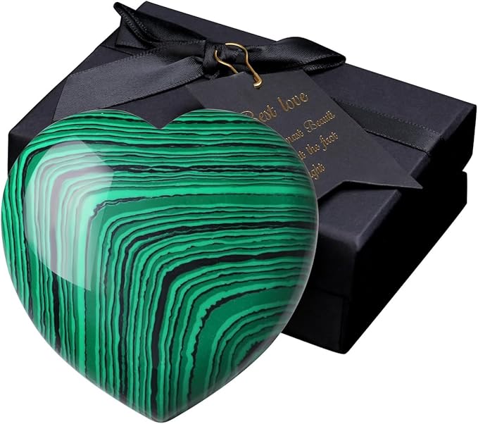 MAIBAOTA 60 mm Malachite Crystals Large Heart Stone Healing Crystals Heart Reiki Crystal Gemstone Polished Heart Shaped Rocks Meditation Mothers Day Crystal Gifts for Mom Her