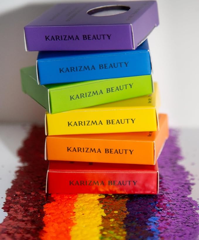 KARIZMA Love is Love. 6X 10g Chunky Face Glitter, Pride Rainbow, Hair Eye and Body Sparkles for Everyone. Rave and Cosmetic Makeup.