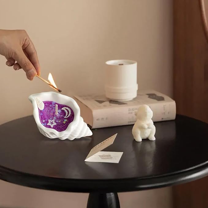 Conch Shell Candle - Handmade Conch Candle | Aromatherapy Stress Relief Candles | Natural Scented Soys Wax Candles | Long Burn Time Sandalwood Aromatherapy Candles for Home Bathroom Decor