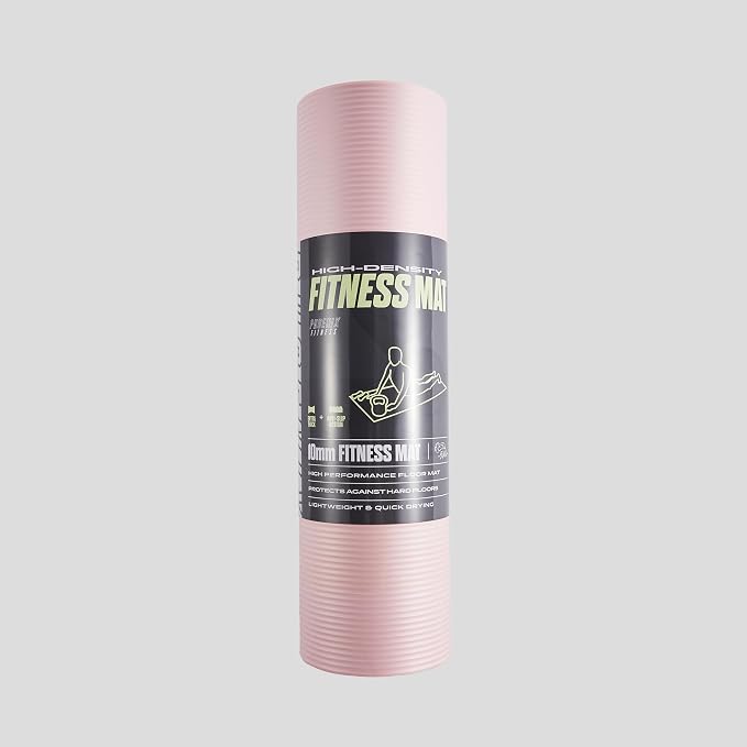 Phoenix Fitness NBR Yoga Mat - 15mm Extra Thick Exercise Mat with Carry Strap - Non Slip Yoga Mat for HIIT, Exercise & Pilates for Men and Women - Black or Pink