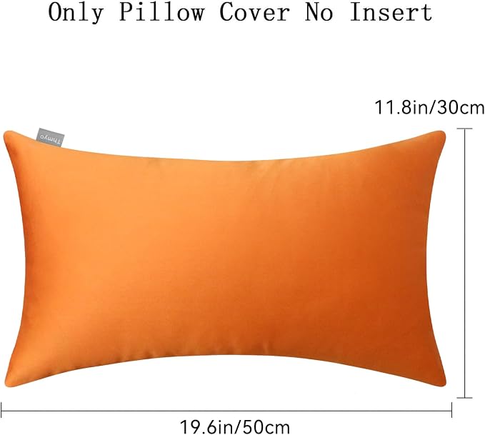 Thmyo 4-Pack 100% Cotton Lumbar Comfortable Solid Decorative Throw Pillow Case Rectangle Cushion Cover Sublimation Blank Pillow Covers Thanksgiving DIY Throw Pillowcase(12x20inch/30x50cm, Fall Orange)