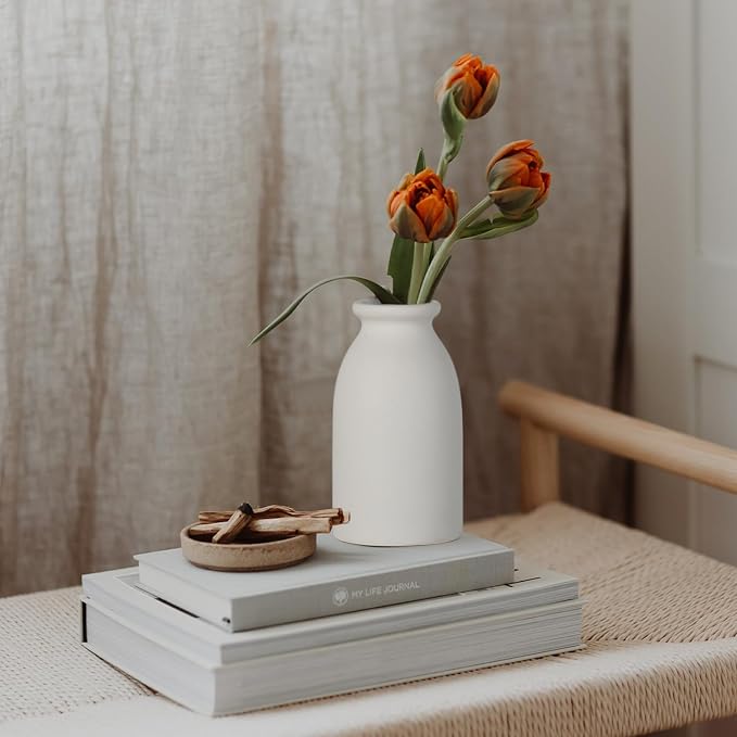 CEMABT White Ceramic vase Set-3 Flower vases for Decor,Modern Boho Farmhouse Home Decor,Decorative vase for Pampas Grass&Dried Flowers,idea Shelf,Table,Bookshelf