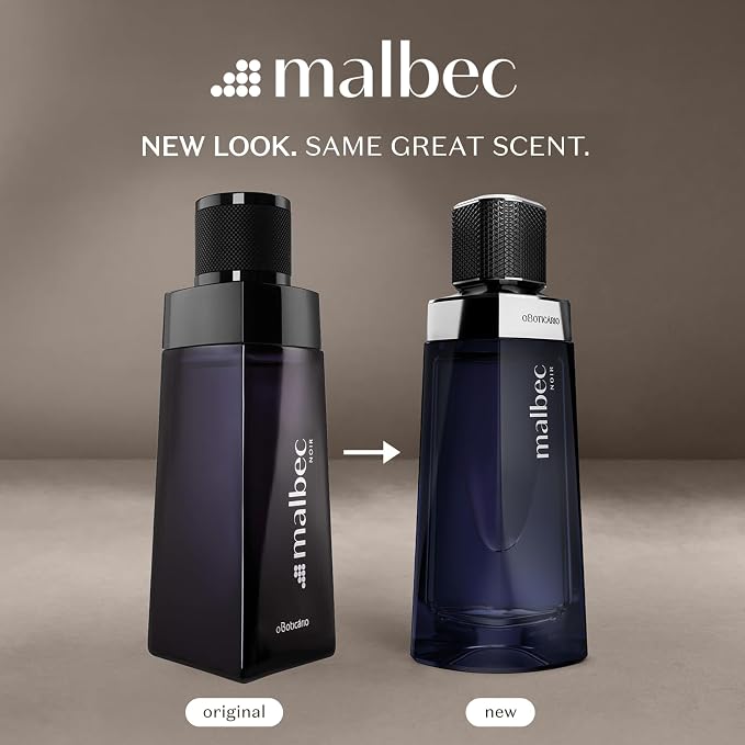 Malbec Noir Eau de Toilette By O Boticario Cologne For Men, Long-Lasting Men's Fragrances, French Oak Barrel-Aged & Pinot Noir Grapes, Woody Spicy Wine Scent, 3.4 Ounce