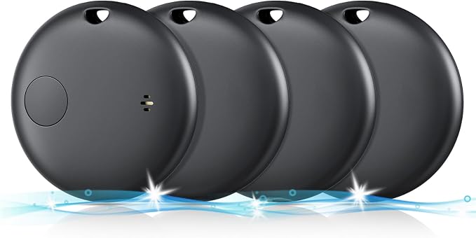 Air Tracker Tags-4 Pack, Smart Bluetooth Tracker Works with Apple Find My (iOS Only), Item Finder Key Finder with Replaceable Battery, Tracker Tag Locator for Keys, Luggage, FireWire Port Card (Black)