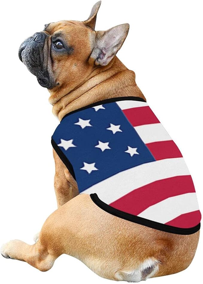 4th of July Vest for Dog American Flag Clothes Small Large Dog Apparel Pet Supplies Shirts (Small, DLR02)