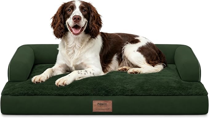 Orthopedic Waterproof Dog Bed with Bolster for Extra Large Size Dogs | Pillow Support for Neck Relief, Egg Crate Foam, Waterproof Liner, Anti-Slip Bottom, Removable Bolster Cover, 48 x 33 Inch