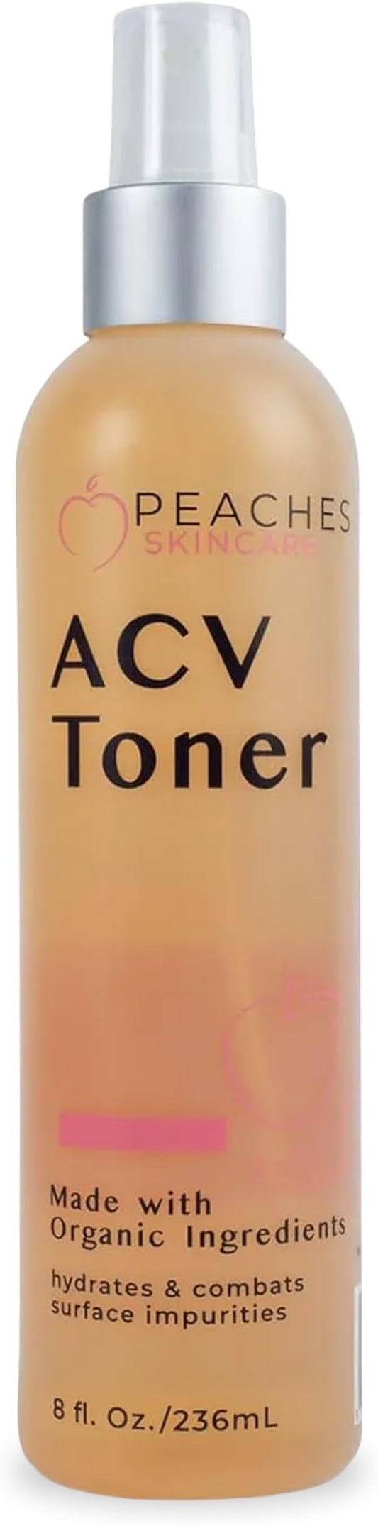 Peaches Skin Care Apple Cider Vinegar Face Toner - Vegan Facial Toner with Citrus Extracts – Gently Exfoliation for Healthy Skin – 8 oz