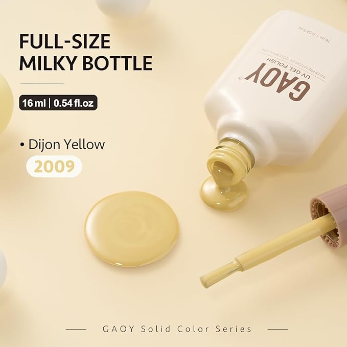 GAOY Yellow Gel Nail Polish, 16ml Soak Off Gel Polish, UV Light Cure for Nail Art DIY Manicure at Home, 2009 Dijon Yellow