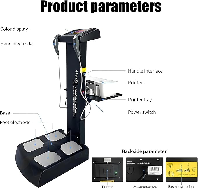 Professional 3D Scanner Analyzer Body Composition Analysis Height Weight Body Fat Percentage Visceral Fat Test, Body BMI Measuring Body Element Detection Composition Analyzer with Printer Black