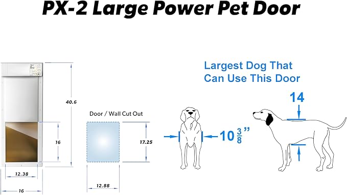 Power Pet Smart Automatic Electronic Pet Door by High Tech Pet (Wall Mount, Large, WiFi Enabled - App Control)