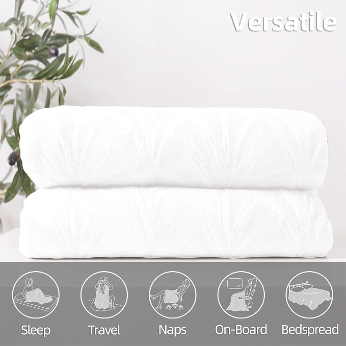 Whale Flotilla Soft Flannel Fleece Throw Blanket for Couch, White | Cozy Lightweight Breathable Velvet Sofa Throws, Plush Fluffy Vintage Pattern Decorative Blanket for Bed, All Season, 50"x60"