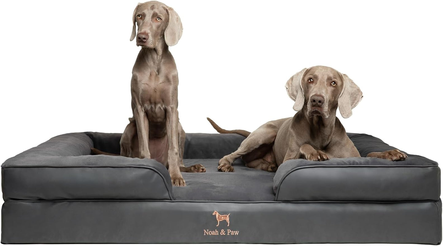 NOAH & PAW Giant Dog Bed XXL, 55x45x11 Inch, Orthopedic Dog Beds, Eggshell Memory Foam Infused with Cooling Gel, Inner Cover, Water Resistant, Machine Washable (Faux Leather)