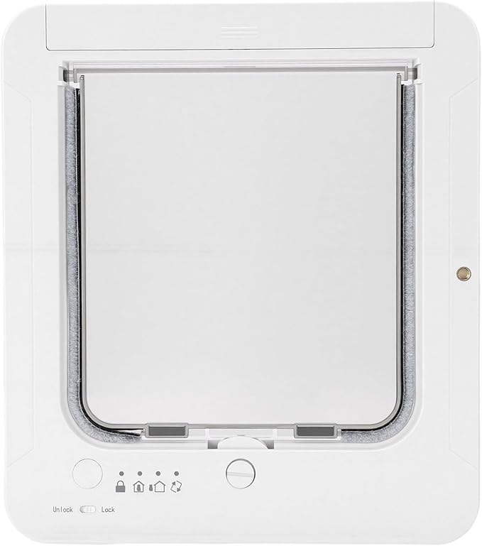 Smart Cat Door, Collar Activated Pet Entry with Remote Control, Built in 120mAh Battery, Automatic Sensor Cat Flap for 2 Way Entry and Exit, 10.24 x 11.61 in.