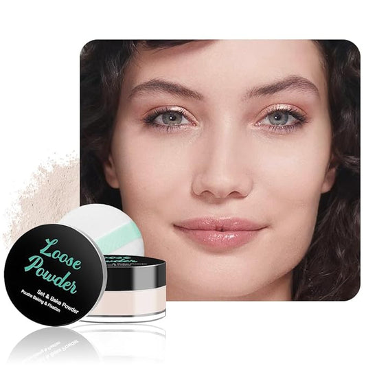 Loose Setting Powder - Translucent Finishing Powder for Face With Built-in Puff, Oil Control & Pore Blurring, Soft Matte Makeup, Vegan & Long Lasting, Medium 04 (0.21 oz)