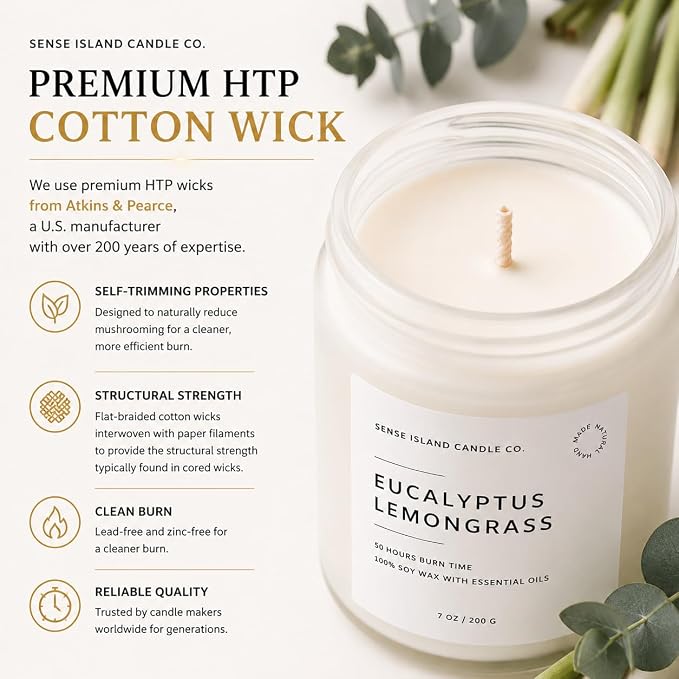 Eucalyptus Lemongrass Scented Candle with Citronella Essential Oil | Contains 6 Essential Oils | 50+ Hrs Long Lasting | Non-Toxic Soy Candle