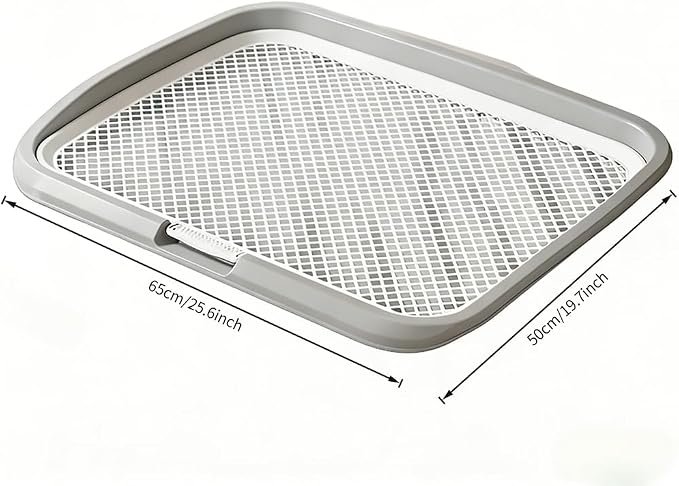 Dog Potty Tray with Guide Pillar, 25.6"x19.7" Large Indoor Pet Pee Pad Holder, Heavy Duty Dog Litter Box, Removable & Washable Puppy Training Toilet for Housebreaking Supplies (Grey)