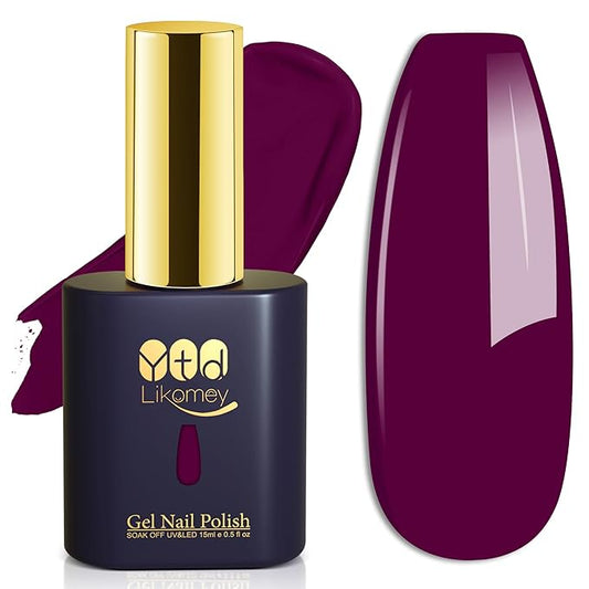 YTD Likomey Wine Purple Gel Nail Polish,15ml Salon Home DIY Manicure Raspberry Deep Plum Strawberry Fall Winter Soak Off UV Color Varnish,CS017