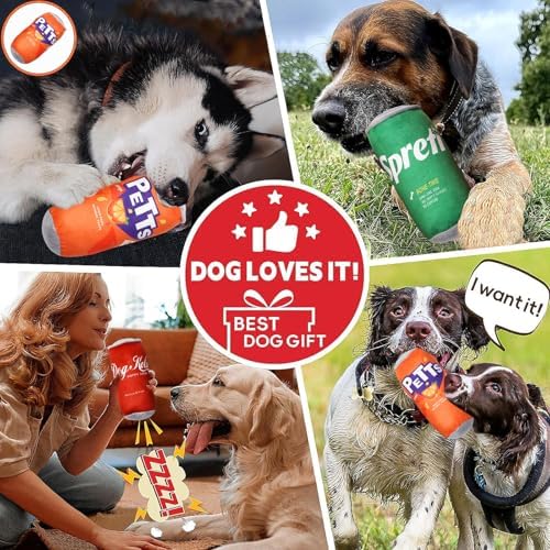 Funny Drinks Can Shape Dog Toy with Squeaker,Toys for Small, Medium and Large Dogs,Stuffed Plush Squeaky Cute Dog Gifts for Dog Birthday 3 Pack Classical Pack