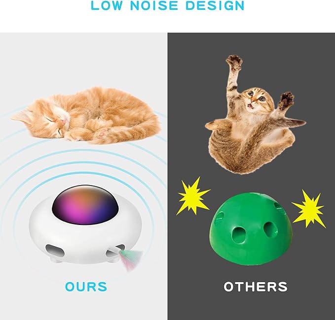 UFO Interactive Cat Toy, Ambush Electronic Cat Toy with Rotating Feather, Automatic Cat Toys Fun Smart Teaser Toy, Exercise Entertainment for Indoor Cats Kitty Catching Training Hunting, Auto On/Off