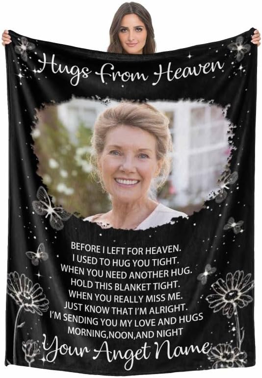 Custom Memorial Blanket with Photo - Sympathy Gift for Loss of Loved One