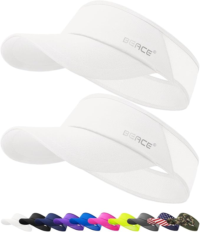 BEACE Sun Visor Hat Women Men-Sports Lightweight Wicking Stretchy Sunvisor Cap for Golf Tennis Running Pickleball Beach