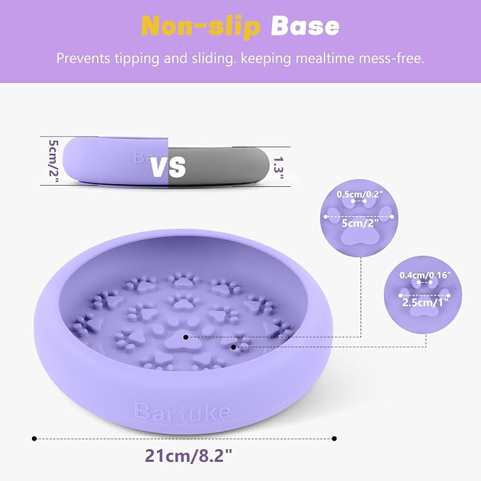 Silicone Dog Lick Bowl, Slow Feeder Dog Bowls with Strong Suction, Purple