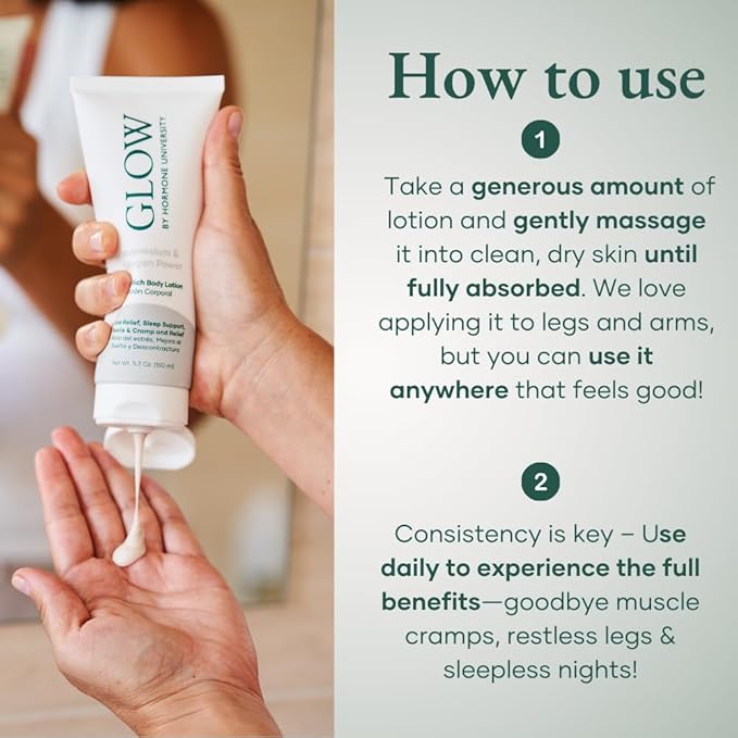 Glow by Hormone University - Magnesium Lotion with Collagen - Magnesium Cream - Bedtime Routine Sleep Lotion - The Highest Concentration of Genuine Zechstein Magnesium Chloride (Pack of 1)