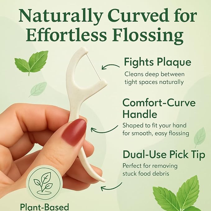 Plant Based Floss Picks(220pcs) with Travel Case- Planet-Friendly Thin Single Thread Dental Picks, Shred-Resistant- Easy Glide for Plaque Removal & Gentle on Gum -Oral Care for Adults & Kids