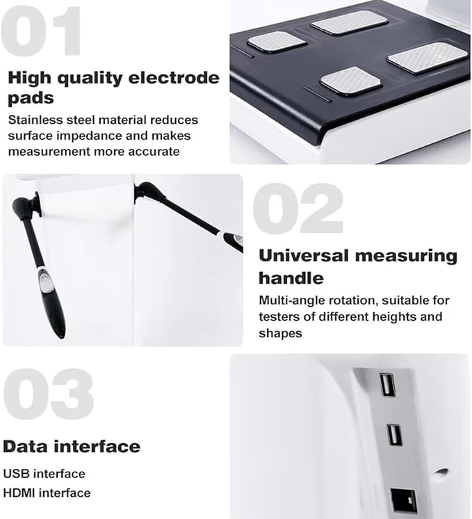 Body Composition Analyzer with Printer 10.1 Inch Display, 10.1" Touchscreen Body Composition Analyzer with Printer, 8-Point Electrode, 40+Measurements for Fitness Studios