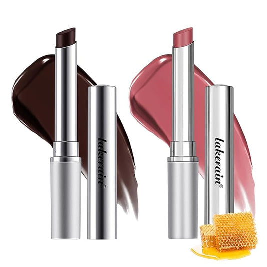 2Pcs Honey Noir Lipstick, Deep Moisturizing Black Cherry Tint Lip Balm, Nourishing Honey Noir Lipgloss, Black and Pink Lip Tint, Hydrating Lipgloss for All Skin Tones