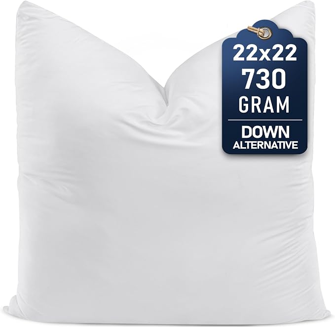 Utopia Bedding Throw Pillows, 22x22 Pillow Inserts, Pack of 1, White | Down Alternative Throw Pillow Inserts, Couch Pillows for Indoor Decor, Plush & Supportive, Decorative Cushion for Sofa, White