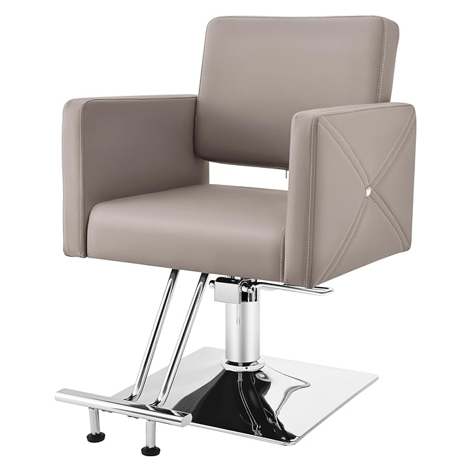 Artist hand Grey Salon Chair for Hair Stylist with Back Cover, Hydraulic Hair Chair 360 Swivel Barber Chair, Beauty Salon Equipment for Hair Stylist, Max Load Weight 330 Lbs