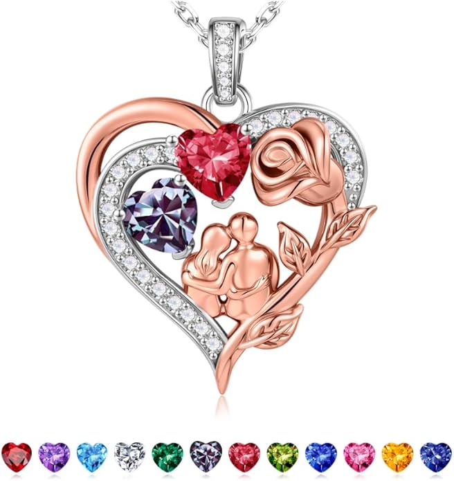 Iefil Valentines Day Gifts for Her - 925 Sterling Silver Birthstone Necklace for Women, Anniversary Birthday Gifts for Wife Girlfriend Mom