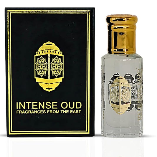 INTENSE OUD Musc Mutasalik Arabian Perfume Oil for Men & Women, Long Lasting Alcohol-Free Concentrated Fragrance,12ml (0.40 oz) in Black Gift Box, White Musk & Rose Notes.
