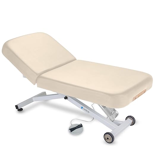 EarthLite Ellora Electric Lift Massage Table with Manual Tilt, Made in USA, 30" x 73, Vanilla Creme