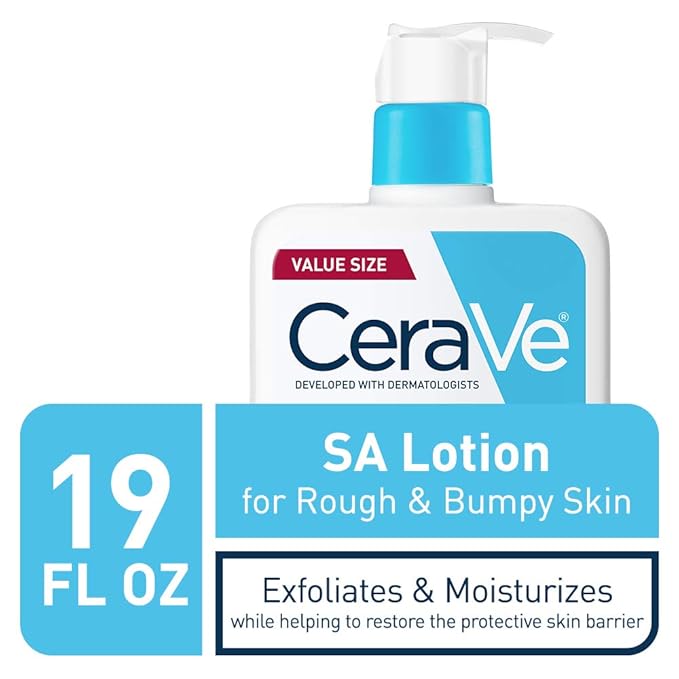 CeraVe SA Lotion for Rough & Bumpy Skin,Vitamin D,Hyaluronic Acid,Lactic Acid,Niacinamide & Salicylic-Acid,Gentle Exfoliating Rough And Bumpy Skin Lotion,19 Ounce,(Pack of 2)