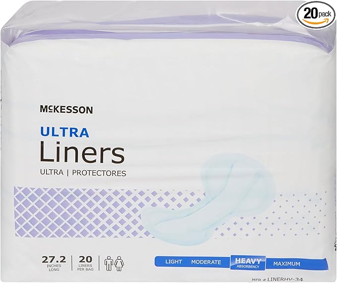 McKesson Incontinence Pads for Adult Women and Men [Pack of 20] Bladder Control and Postpartum Liners, Heavy Absorbency