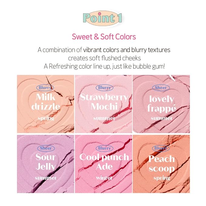 ETUDE Heart Pop Duo Blush, Milky Pink Cheek Colors, Natural Glow & Glossy Finish, Layering Formula, Compact 0.2 oz – Milk Drizzle