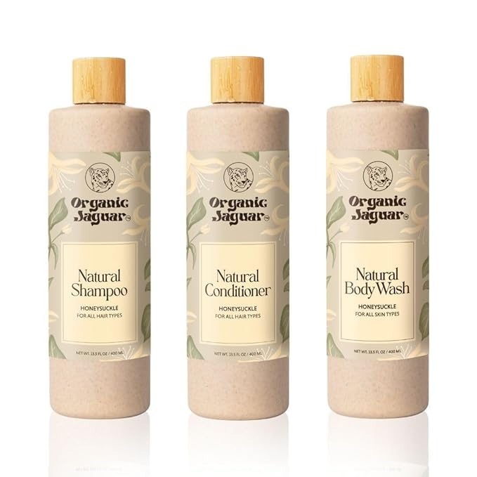 Organic Jaguar, All Natural Honeysuckle Conditioner, Sulfate Free Conditioner with Vitamin E, Castor, Argan and Almond, Honey, For Hydrating All Hair, 13.5 fl oz