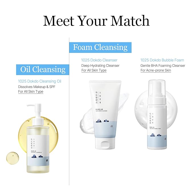 ROUND LAB 1025 Dokdo Cleansing Oil 6.76 Fl Oz, Lightweight Oil Cleanser for Face, Makeup Remover for Sensitive Skin, Blackhead and Pore Cleansing, Easy to Wash Off, No Oily Residue, Korean Skin Care